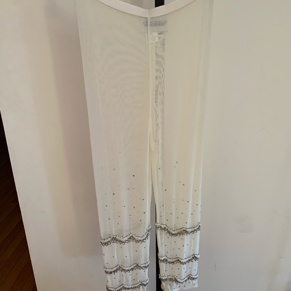 Ivory beaded leggings by Alexis Georgio